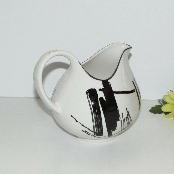 Vintage Sango CALLIGRAPHY Creamer LARRY LAZLO Collection Black Brush Strokes - Picture 2 of 9